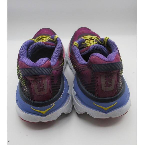 Hoka One One Bondi 5 Running Shoes Womens Size 9 Purple Yellow Max Cushion Road - Picture 4 of 16